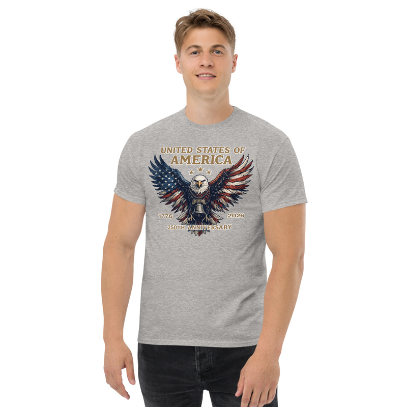 USA 250 | Spread Eagle Unisex Classic Tee – XL, Sport Grey