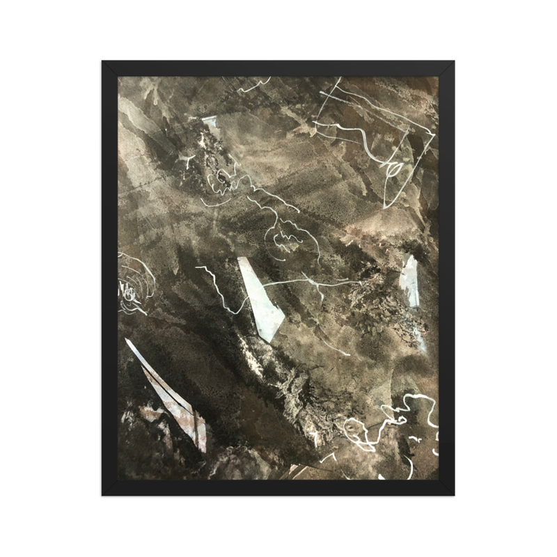 Perceptual Field 0173 – Signals in the Dark – Framed Print – 16″×20″, Black