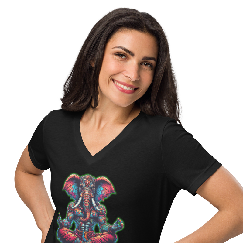 meditation elephant women’s v-neck t-shirt #2
