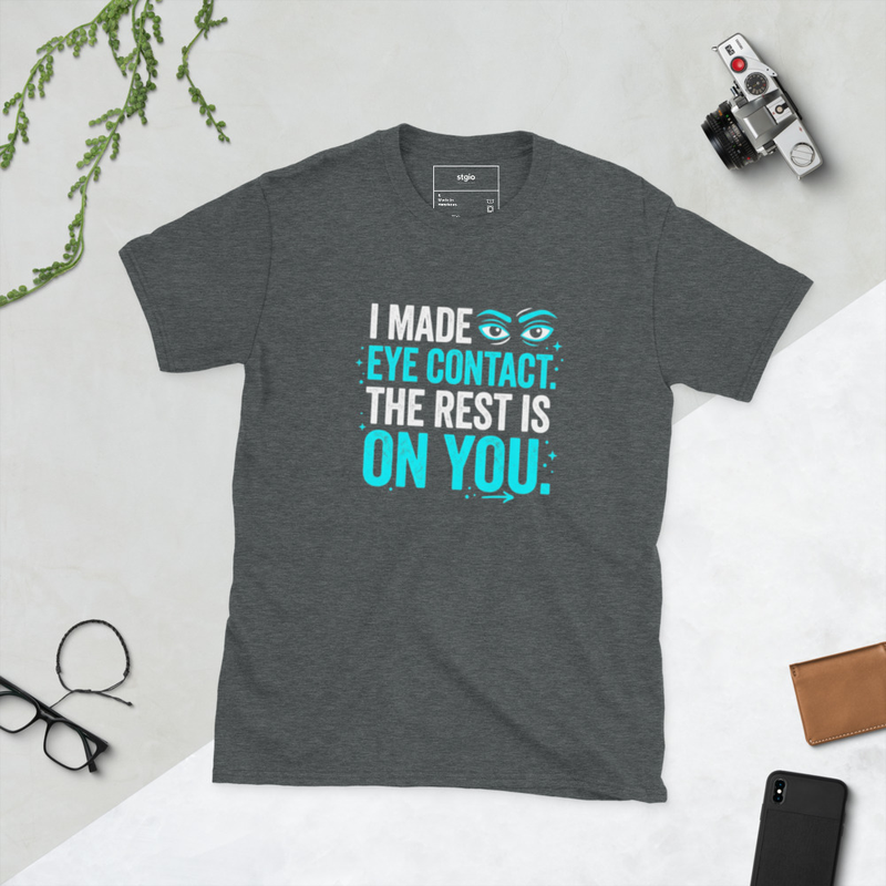 Eye contact Short-Sleeve Unisex T-Shirt – S, Dark Heather