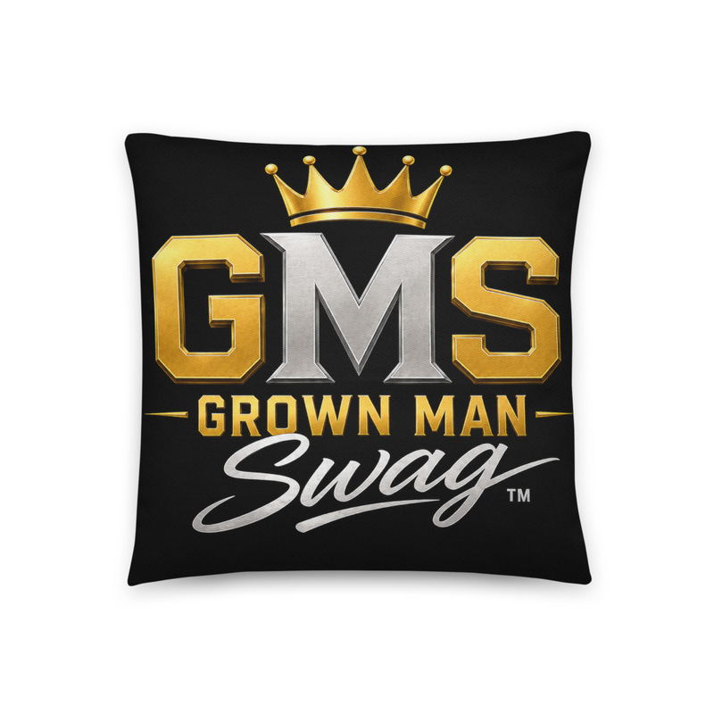 Grown Man Swag™ Signature Premium Cotton Black Throw Pillow | Confidence • Style • Respect – 16″×16″