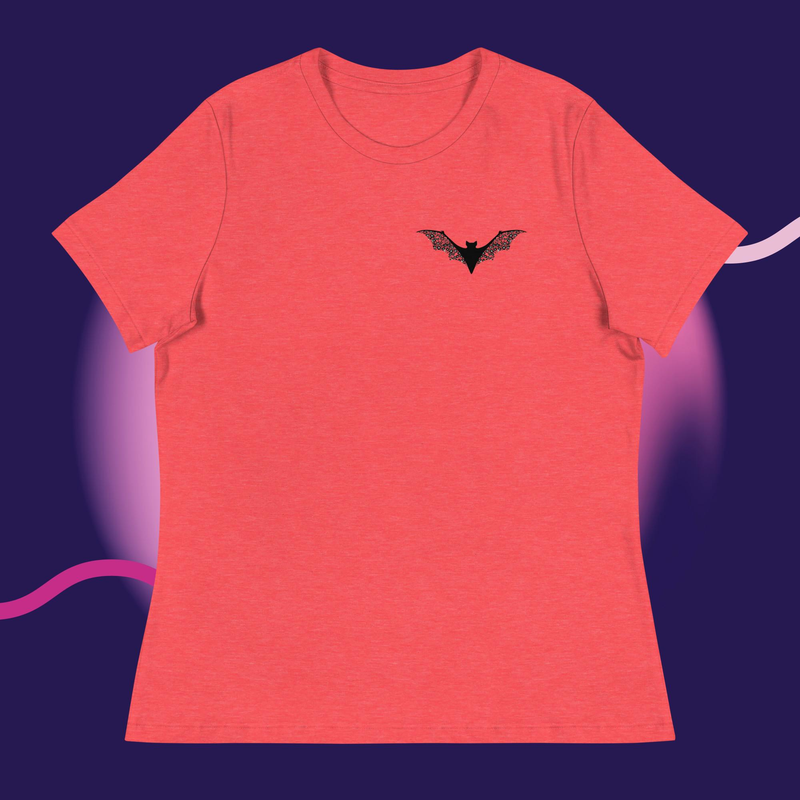 Floral Bat Women's Relaxed T-Shirt – M, Heather Red