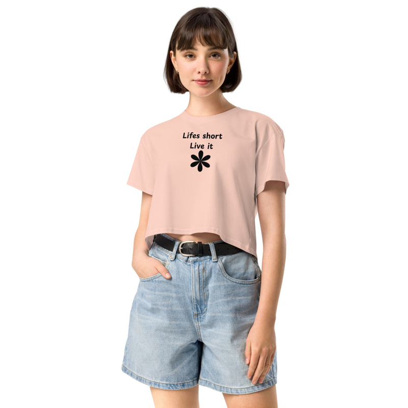 Lifes short crop top – XL, Pale Pink