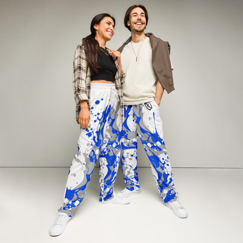 Kicxs Wide-Leg Joggers - Blue/Silver/White