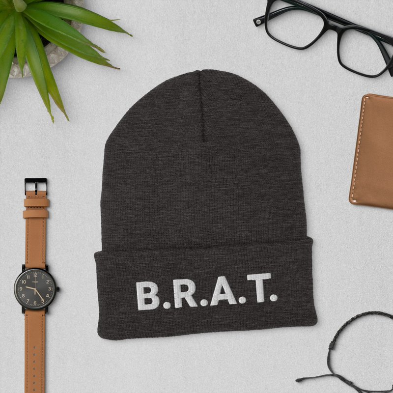 B.R.A.T. Cuffed Beanie – One size, Dark Grey