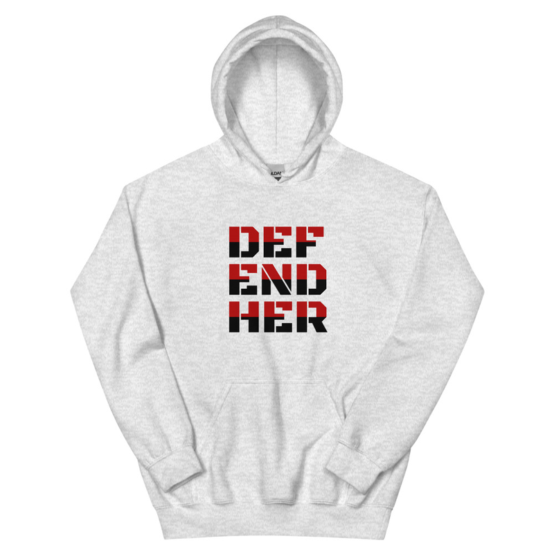 "DefendHer" Actual Girl Hoodie - for Men – 5XL, Ash