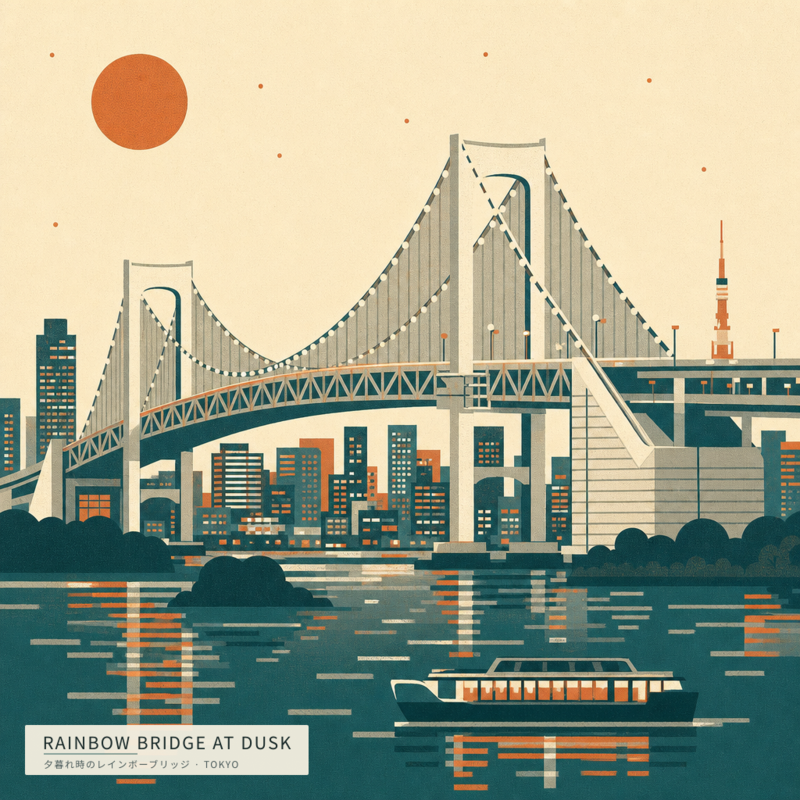 Rainbow Bridge at Dusk(夕暮れ時のレインボーブリッジ)のアートワーク