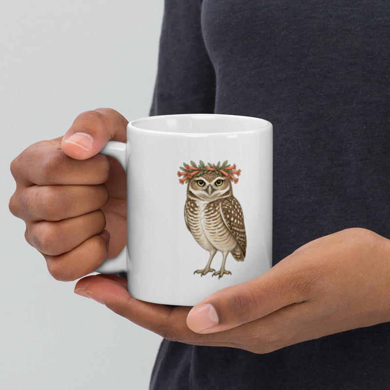 Burrowing Owl Flower Crown Mug — Floof