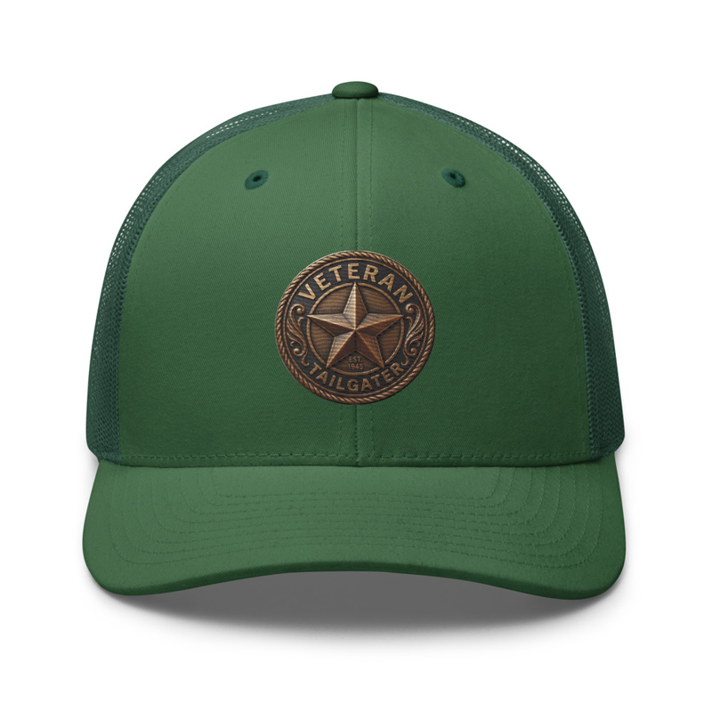 Veteran Tailgater Trucker Cap – One size, Evergreen