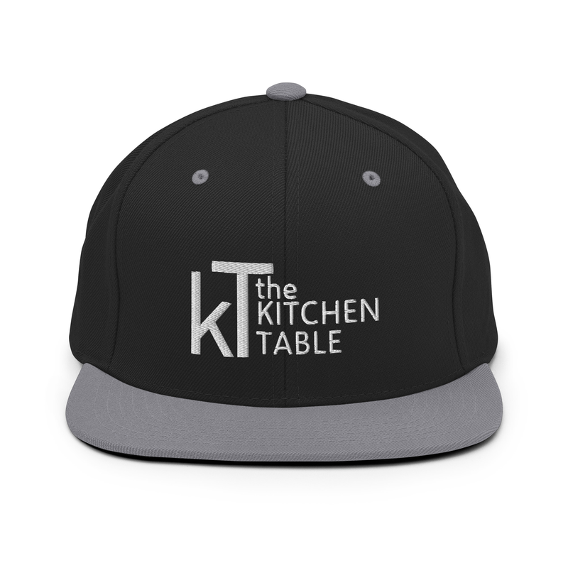 Kitchen Table White Logo Snapback Hat – One size, Black/ Silver
