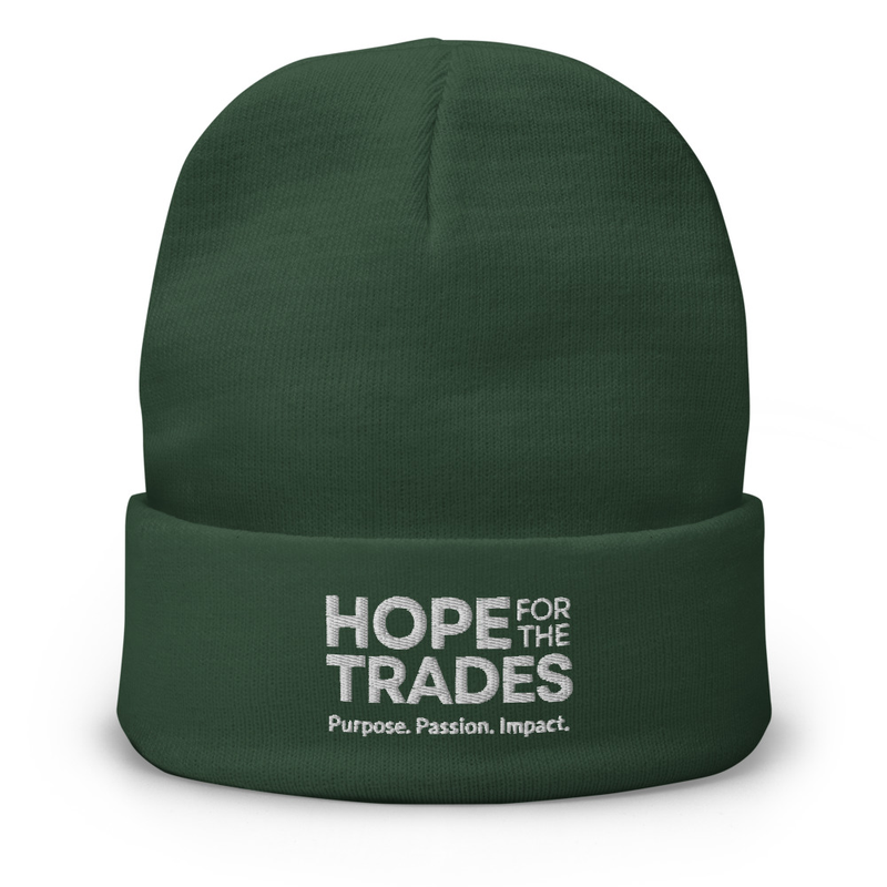 HFTT Embroidered Cuffed Beanie | Purpose. Passion. Impact. (Colors Available) – One size, Dark green
