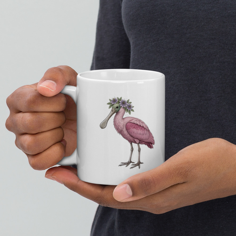 Roseate Spoonbill Flower Crown Mug — Floof