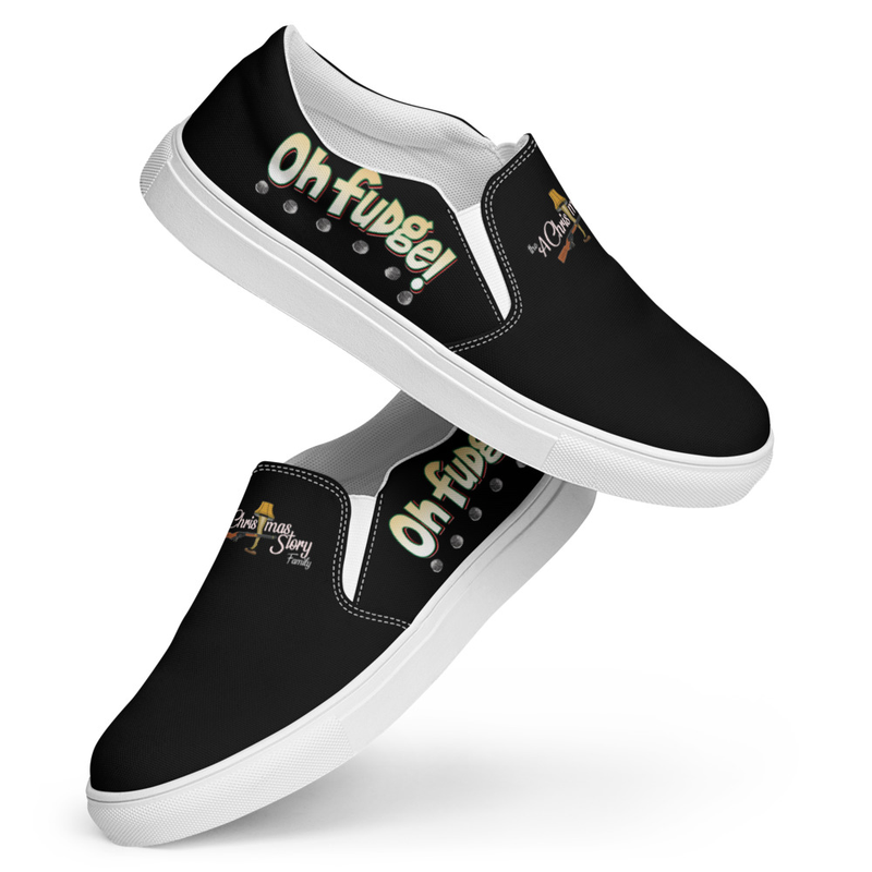 Men’s Classic Black A Christmas Story Family "Ohhhh Fudge" Slip-on Comfy Canvas Shoes