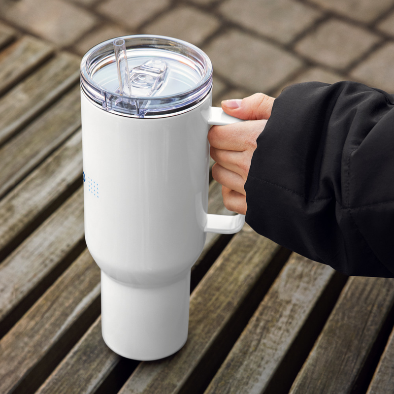 Reisebecher mit Henkel mit 730ml oder 1180ml in weiß - Artikel aus der Produktwelt für Druck und Stick, Ansicht 1