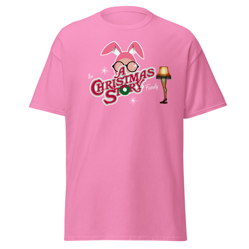 The A Christmas Story Family” Bunny Suit Logo Tee – S, Azalea
