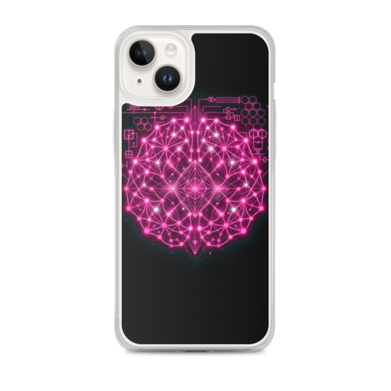 Uncle Benny ® Neural Link Sync IBM Quantum Computer iPhone Case Neon Pink EST. 2020