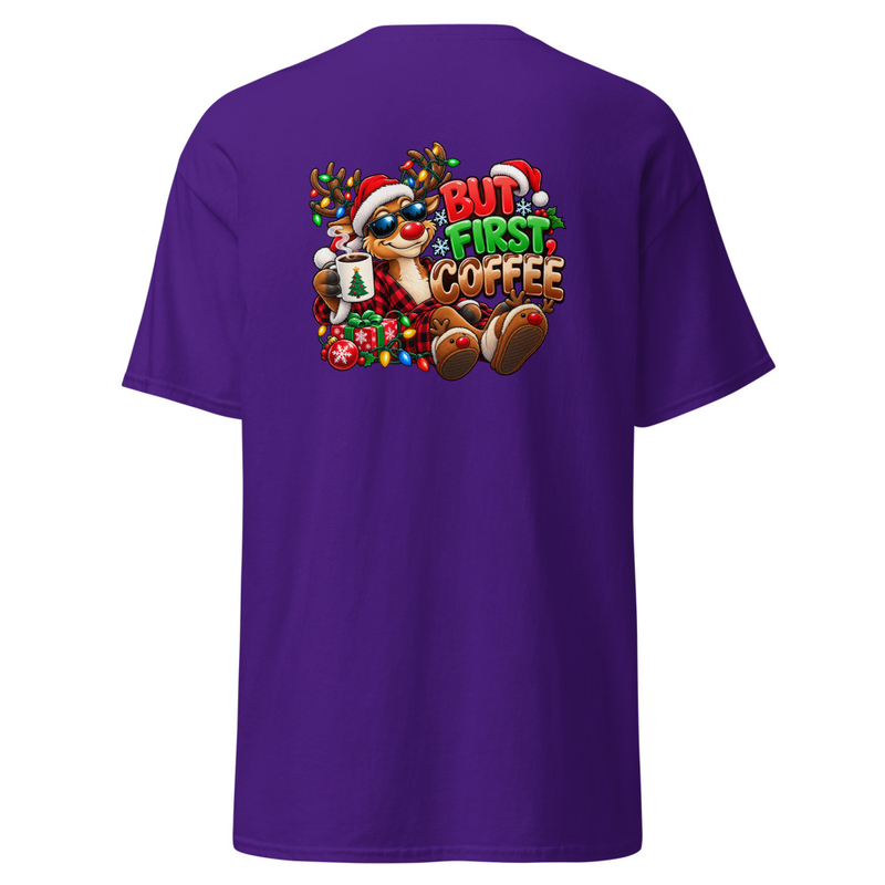 But First Coffee Christmas Unisex classic tee – S, Purple