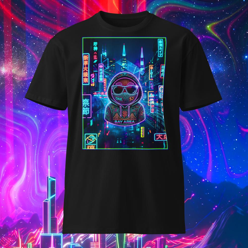 Neon Cyber Hipstar Hustler Nights, Bay Area, SJ, Oakland T-shirt