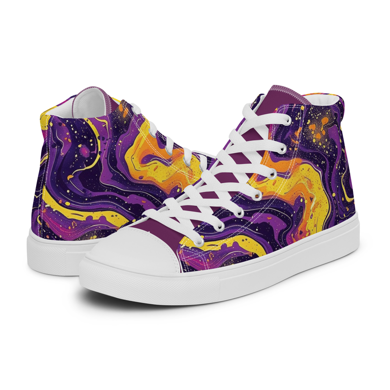 Purple & Yellow Space Masters Women’s high top canvas shoes