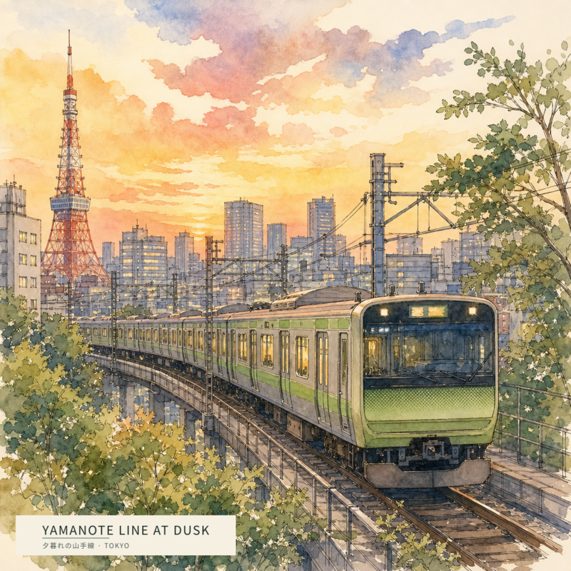 Yamanote Line at Dusk(夕暮れの山手線)のアートワーク