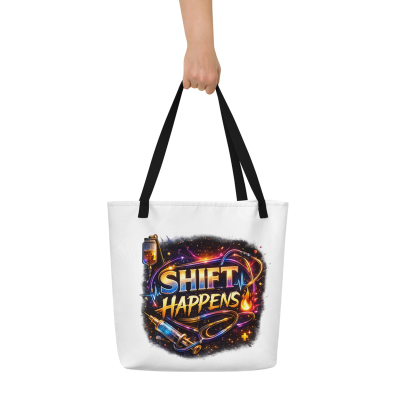 Large Shift Happens Tote With Pocket