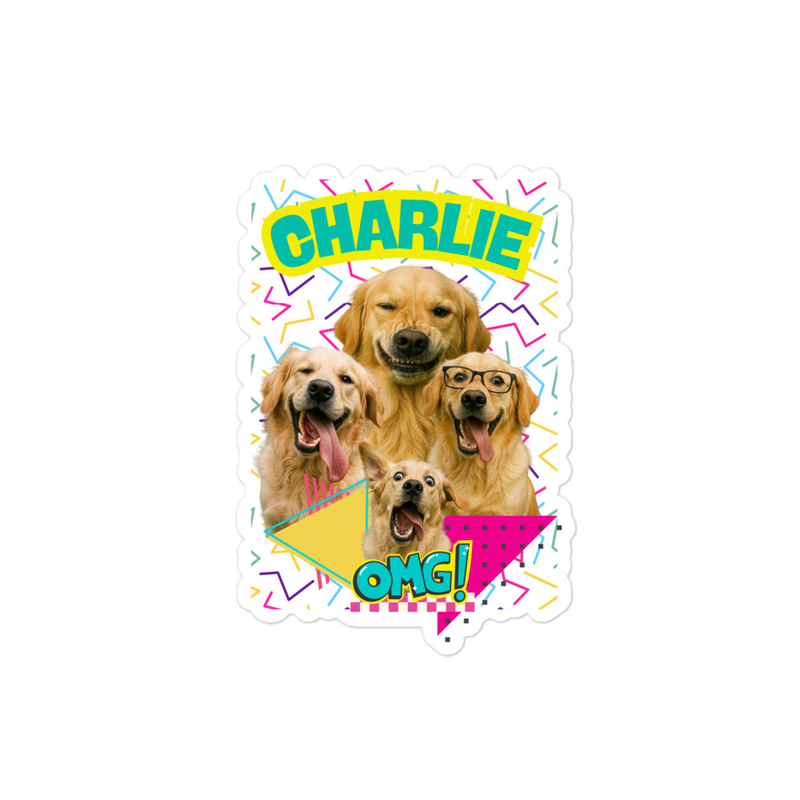 Retro Personalized Pet Party - Bubble-free stickers