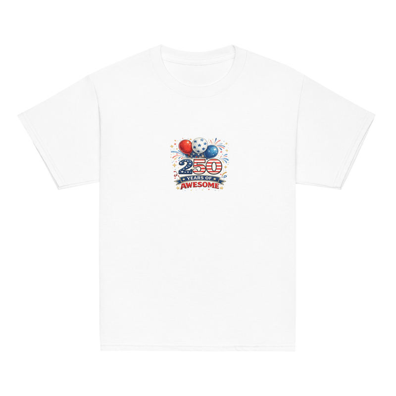 BMT Kids 250 years of Awesome Youth classic tee – XS, White