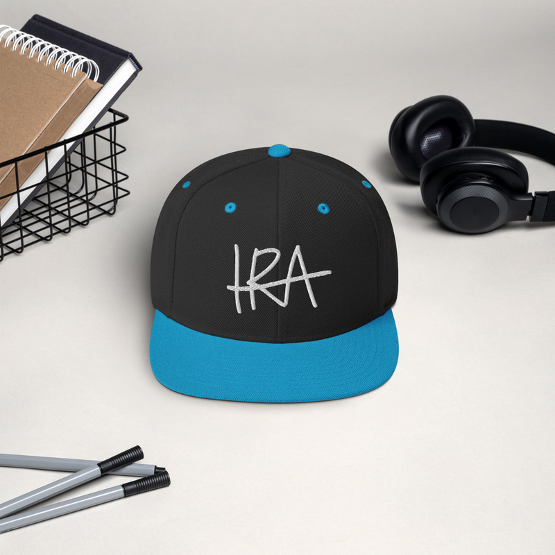 Snapback lippis - Valkoinen logo Black/ Teal