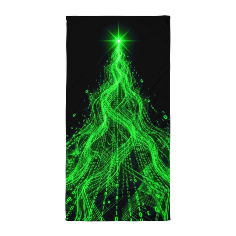 Uncle Benny ® Data Stream IBM Quantum Computer Beach Towel Neon Green EST. 2020
