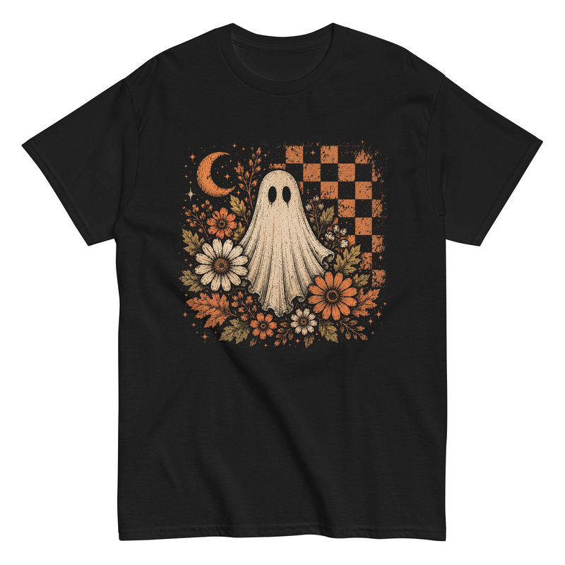 Vintage Ghost Floral Shirt | Retro Halloween Spooky Season Tee