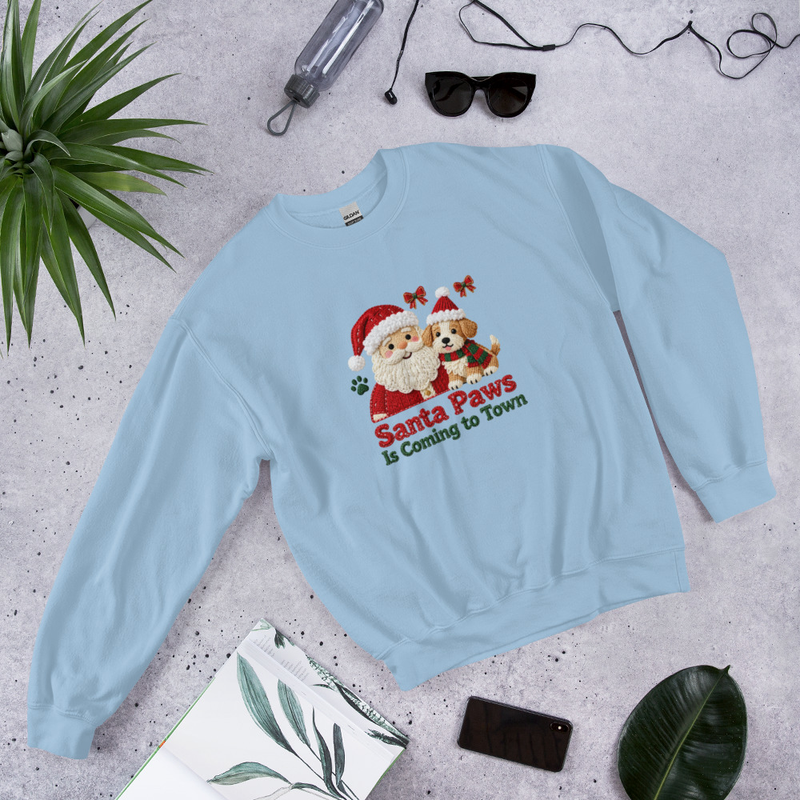 Santa Paws Is Coming to Town Christmas Dog Sweatshirt – view 6