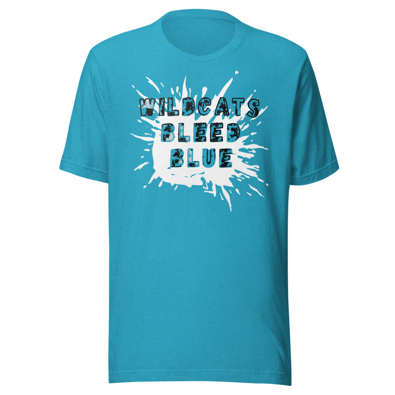 Wildcats Bleed Blue Unisex t-shirt – S, Heather Aqua