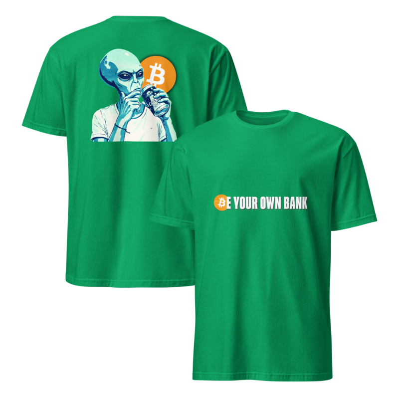 Grey Alien Bitcoin: Be your OWN BANK  – M, Irish Green