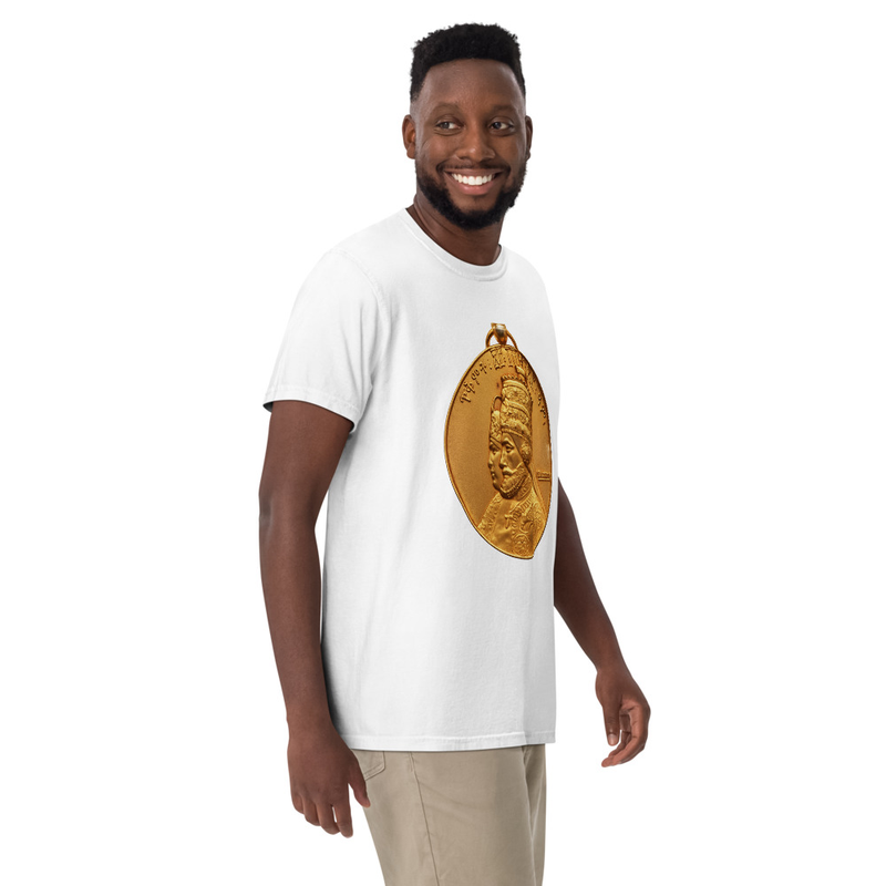 Unisex RTV-HC-0003 - Emperor Haile Selassie I & Empress Menen Commemorative Medal garment-dyed heavyweight t-shirt – S, White