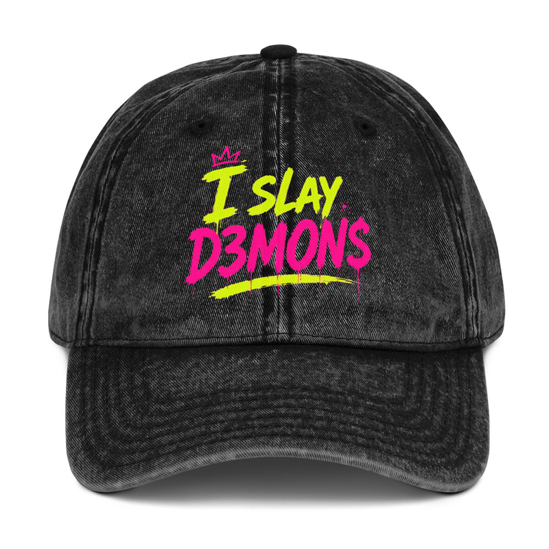 Vintage Cotton "I Slay D3MON$" Twill Cap