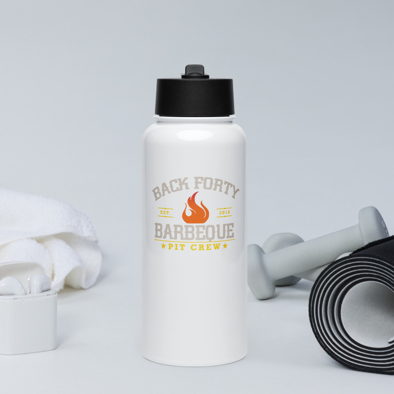 Stainless steel water bottle with a straw lid alternate view