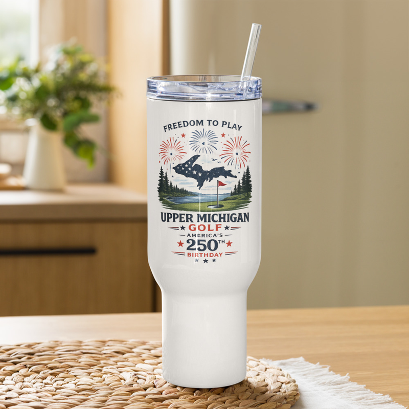UP Golf 250 #1 Travel mug with a handle – 40 oz, White