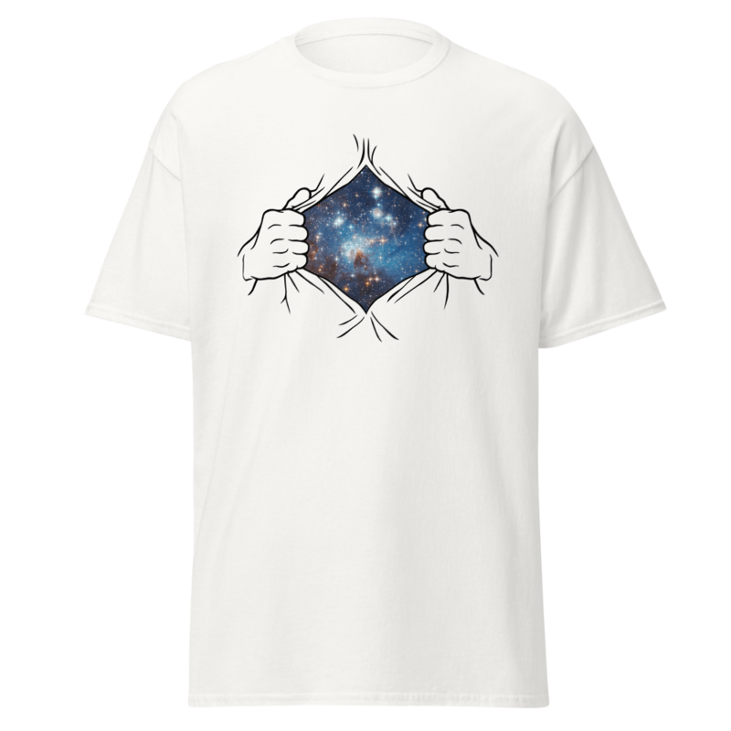 Blue Galaxy T-Shirt (White) – Unleash the Universe Within — front