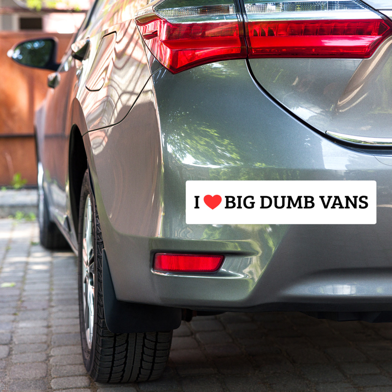 Big Dumb Vans Bumper Sticker (White)