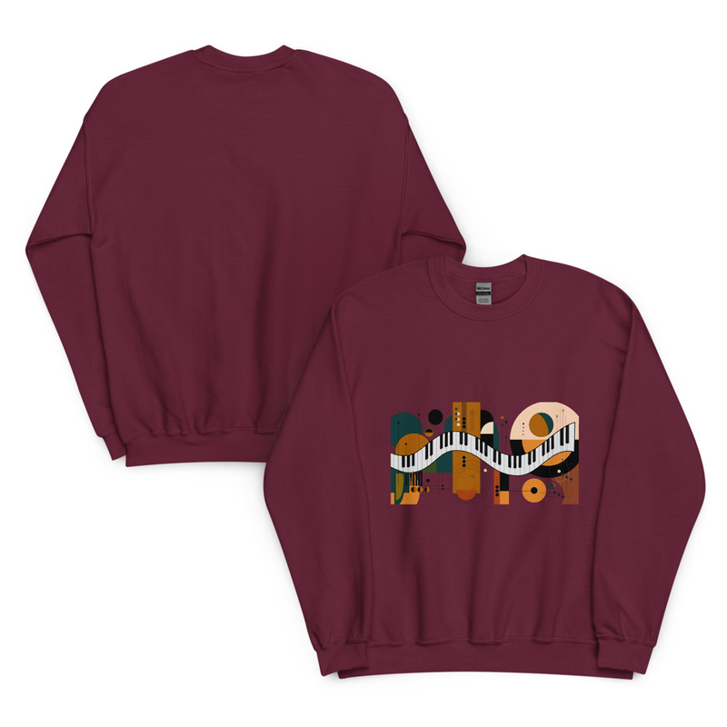 Abstract Piano Unisex Sweatshirt – S, Maroon