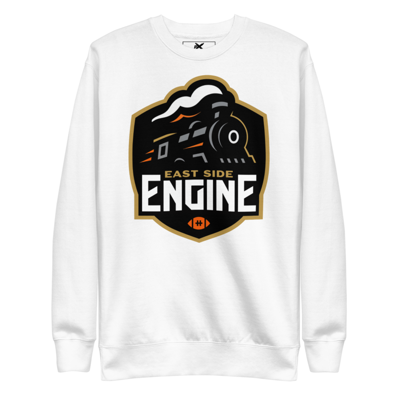 East Side Engine - Logo Crew Sweatshirt – XL, White