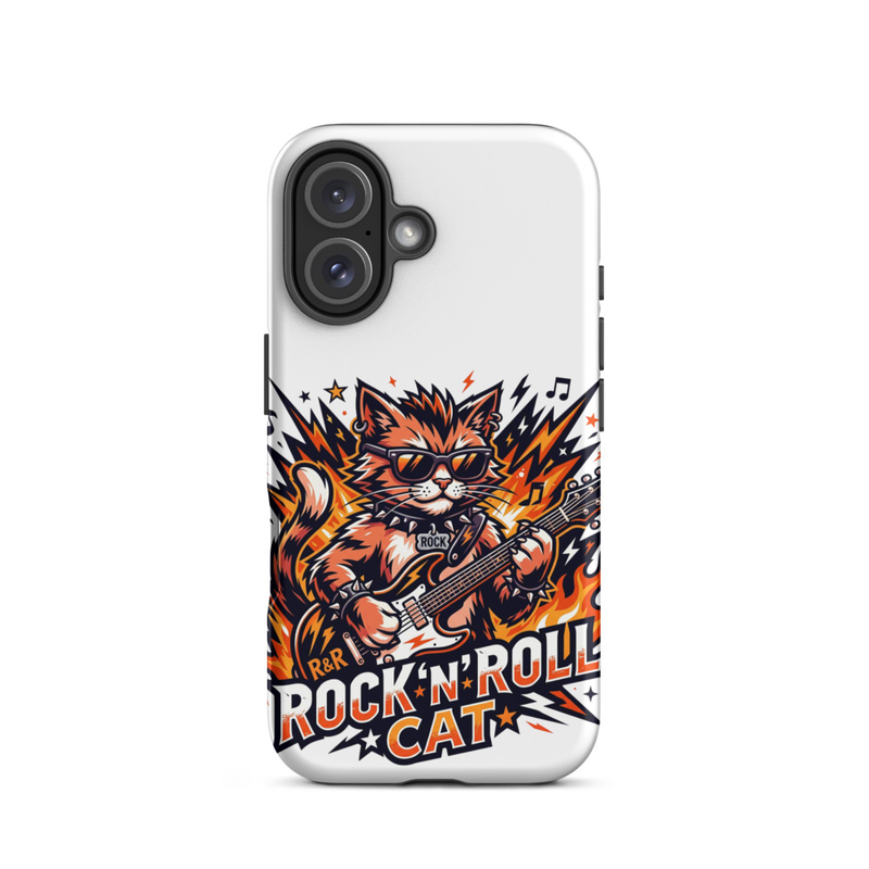 Tough Case for iPhone®: Rock N Roll Cat – iPhone 16, Matte