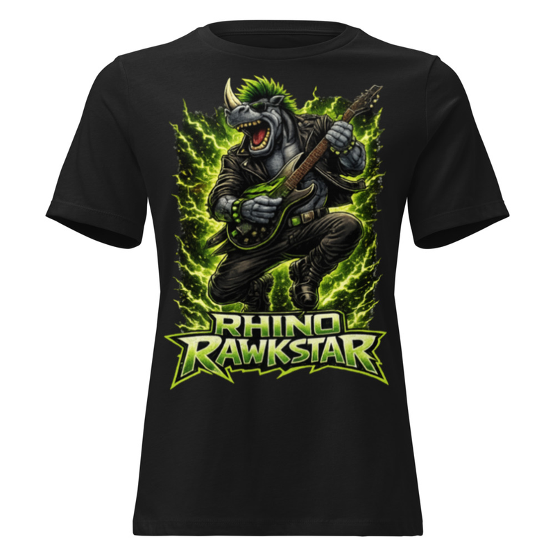 Rhino Rawkstar – Stage Riot Tee (Women's Relaxed Fit) — Black / XL