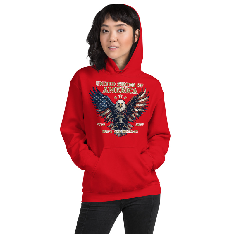 USA 250 | Spread Eagle Unisex Hoodie – XL, Red