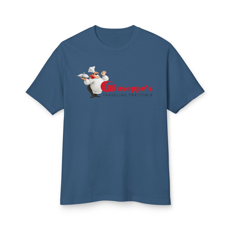 Faded navy giuseppe's traveling trattoria graphic T-shirt