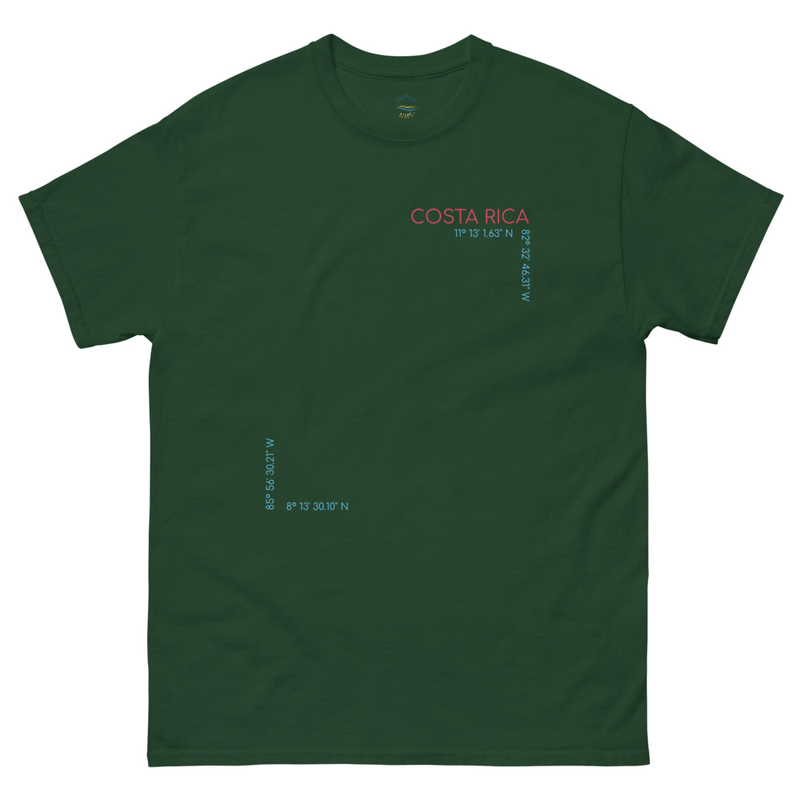 Costa Rica Rivers and Coordinates - Unisex classic T-Shirt view 4