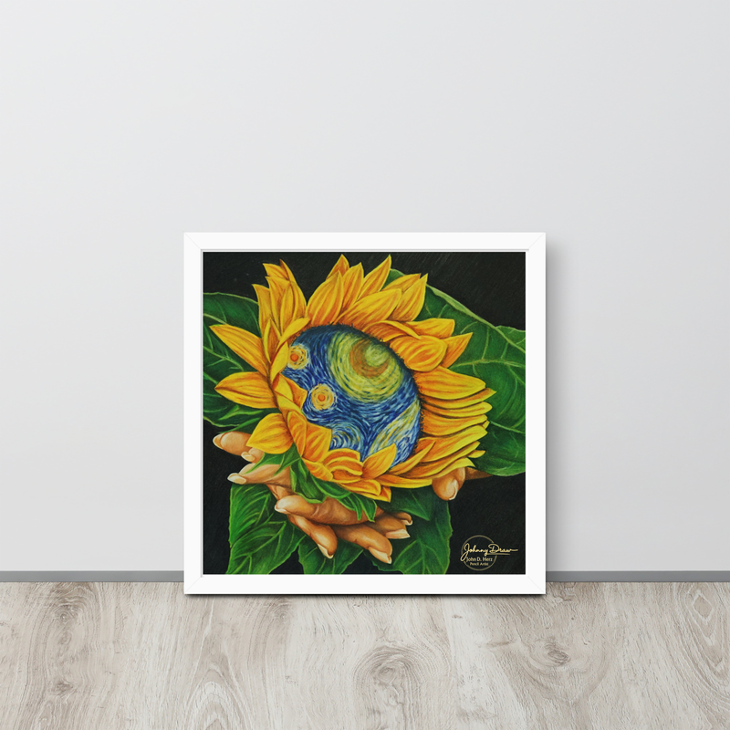 Homage Framed Print – 16″×16″, White