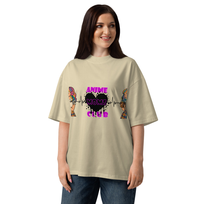 Anime Moms Club Unisex organic oversized high neck t-shirt