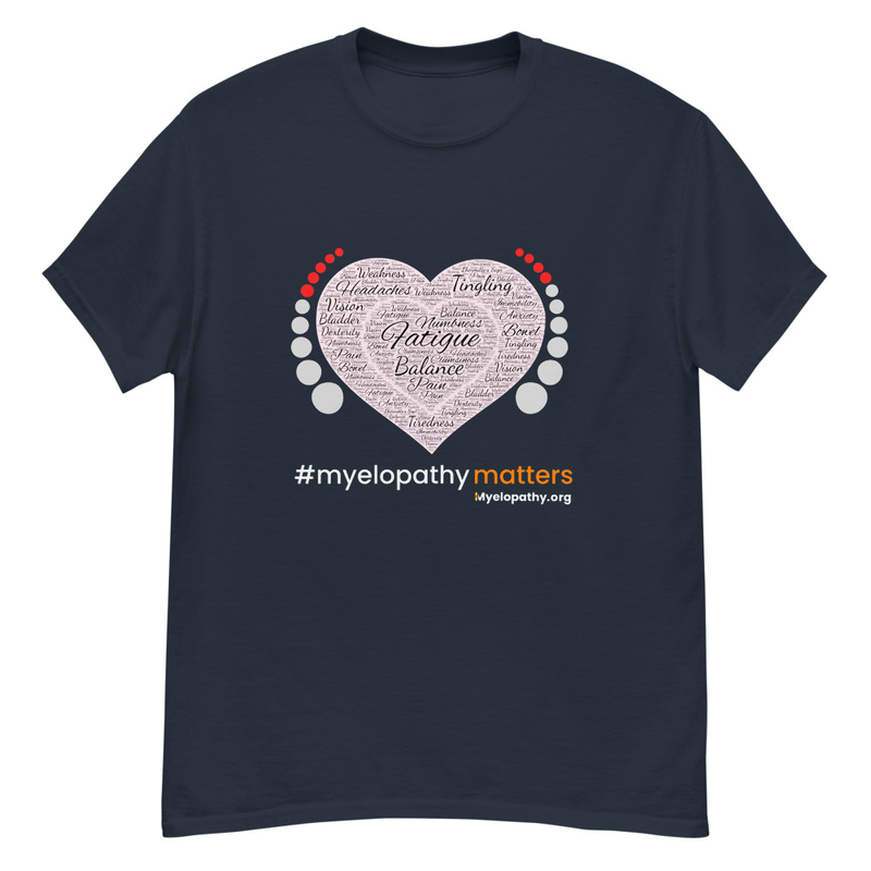 Myelopathy Heart Design by Esther Martin-Moore Classic Tee – S, Navy