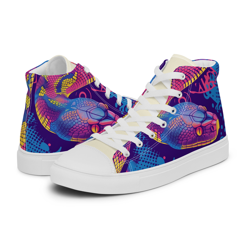 Candy Paint Snake Skin Women’s high top canvas shoes